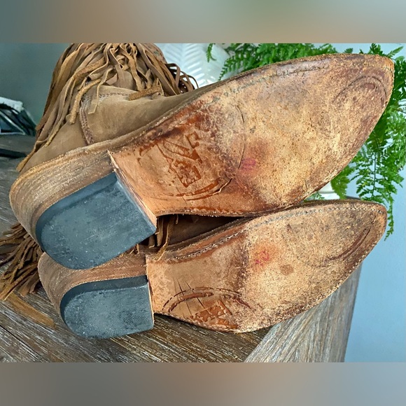 Liberty Black Womens 9M Vegas Fringe Boho Cowboy Boots Luxury Leather Boot Brown - Picture 7 of 14